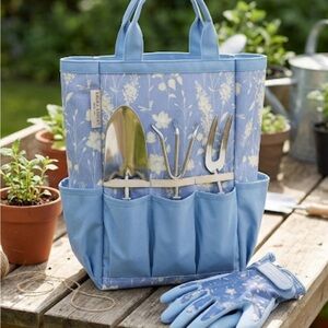Laura Ashley Light Blue Floral Garden Tool Tote
